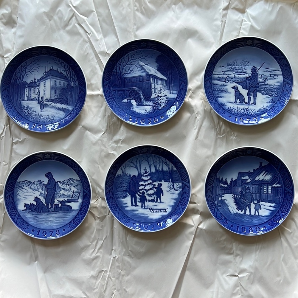Set of 6 Royal Copenhagen Collector’s Holiday Plates 1975-1980